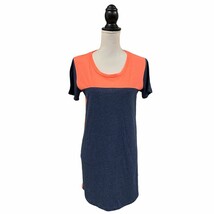 Zenana Color Block Tee Dress Blue Neon Orange S - $8.91