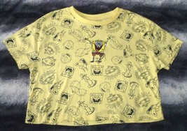 Nickelodeon Yellow Crew Neck SpongeBob 90&#39;s Crop Top T-Shirt Adult Size Small - £7.64 GBP