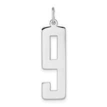Sterling Silver Large Elongated Number 9 Charm Pendant Jewerly 33mm x 9mm - £10.92 GBP