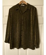 Vintage Alfred Dunner Gold button up blouse sparkly long sleeve size 14 NWT - $22.00