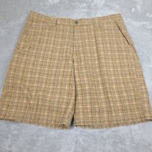 Columbia Shorts Mens 40 Brown Plaid Chino Utility Flat Front  Casual - $16.45