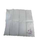 Vintage Scalloped Border Floral Handkerchief Hankie Pocket Scarf White F... - £14.76 GBP