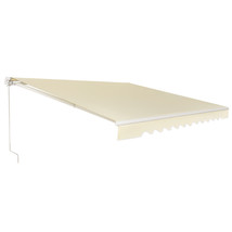 10'8' Retractable Patio Awning Aluminum Deck Sunshade Shelter Outdoor Beige - £236.98 GBP
