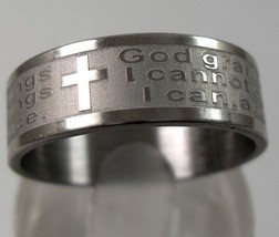 AA&#39;s Serenity Prayer Etched on Stainless Steel Cross Ring band  – Various sizes - £3.01 GBP