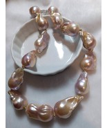 Handmade giant Baroque pearls necklace - orange pink  X&#39;mas gift - $2,000.00