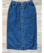 Bill Blass Denim Jean Maxi Skirt 14P 14 Petite Modest Vintage Pockets Bu... - $608.59 MXN