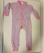 VTG 80s Panda Original Long Johns Pink Striped Sleeper Pjs Baby Girls 12... - $51.50 CAD