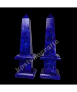 Set of 2 Marble Obelisks | Lapis Lazuli Gemstone Handmade Decor | Ancien... - $1,099.97