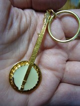 (M-312-B) BANJO KEY CHAIN Ring Jewelry 24k gold plate banjos bluegrass m... - £22.96 GBP