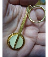 (M-312-B) BANJO KEY CHAIN Ring Jewelry 24k gold plate banjos bluegrass m... - $39.47 CAD