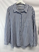 Jane and Delancey Blue &amp; White Striped Collared Blouse Top 100% Cotton 3X - £15.54 GBP