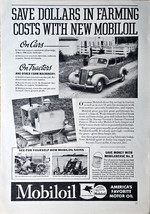 Mobiloil America&#39;s Favorite Motor Oil Cars Tractors - 1936 Vintage Print Ad - $14.01 CAD