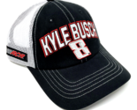 NASCAR RACING RCR #8 KYLE BUSCH BLACK WHITE MESH CURVED BILL SNAPBACK HA... - $20.85
