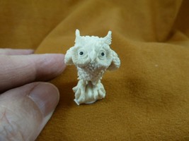(OWL-W24) white gray Horned Owl shed ANTLER figurine Bali detailed carvi... - $47.67