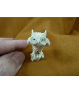 (OWL-W24) white gray Horned Owl shed ANTLER figurine Bali detailed carvi... - $876.64 MXN