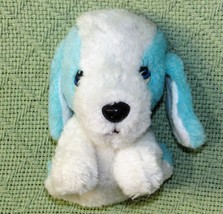 Vintage Ace Novelty Mini Plush Dog Blue White Puppy 1987 4&quot; Sitting Plastic Eyes - £7.17 GBP