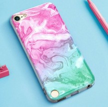 iPod Touch 5th 6th 7th Gen - Soft TPU Rubber Case Cover Pink Mint Green Marble - £12.72 GBP