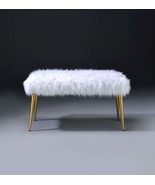 Bagley II White Faux Fur Bench - Gold Legs - $355.40 CAD