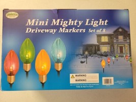 Christmas Lighted Multicolor Bulbs Driveway Markers Set of 8 New - £29.22 GBP
