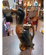 St Clement France  Majolica Barbotine Mallard Drake Duck Absinthe 12&quot; Pi... - $203.65 CAD