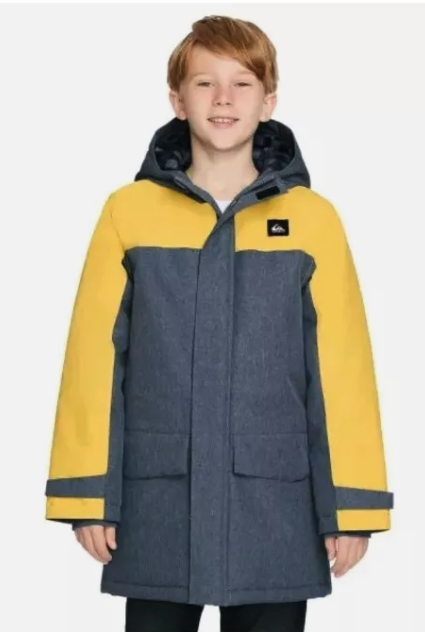 Quicksilver Youth Boys Hooded Parka Blue/Yellow New With Tags - $16.20