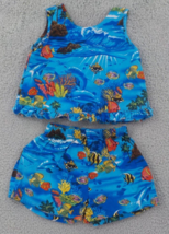 Pacific Legend Girls 2 Piece Set SZ 7-8 Tropical Blue Tank Top &amp; Shorts Sea NWOT - £7.95 GBP