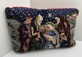 Tapestry Throw Pillow Nativity Scene Mary Joseph &amp; Baby Jesus Christmas ... - $13.10