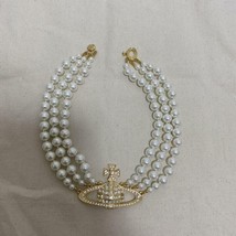 Vivienne Westwood Triplo Perla Oro Bianco Collana Girocollo Mint Senza Scatola - $112.99