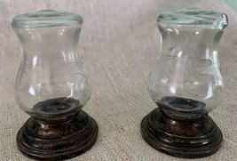 Sterling Silver Cut Glass Small Salt Pepper Shakers 2 1/2” Marked Alvin S270 - $19.66