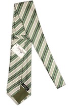 NEW $295 Kiton Pure Silk Tie!   Green, Pink, Black and Silver Stripes - $119.99