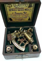 Vintage Engraved Maritime Brass Nautical 5 inches Sextant with Wooden Bo... - £39.16 GBP