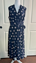 Tommy Hilfiger Daisy Print V Neck Midi Dress Size 10/12, Blue/Coral, Pre... - $456.18 MXN