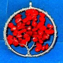 red Coral Tree of Life Pendant  20.00 carats Genuine  gemstone new - £25.09 GBP