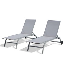 Outdoor Chaise Lounge Set with Wheels (Grey) - £203.81 GBP