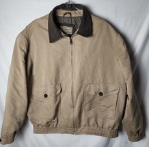 L.L. Bean Men XL Outdoor Bomber Tan Cowhide Collar Winter Weather  Warm Jacket - £49.86 GBP