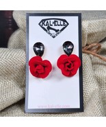 Morticia Addams Style Rose &amp; Grey Gem Earrings By Kal-Elle for Pierced Ears - £7.48 GBP