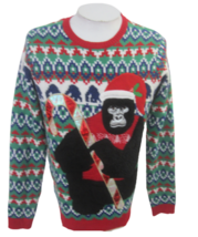 Holiday Time Mens Ugly Christmas Sweater M Gorilla Santa Candy Cane Pull... - $27.71