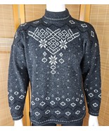 Vtg Fair Isle Sweater Mens Sz M Gray Snowflake Spunky Ski Acrylic Mock N... - $27.82