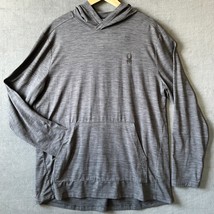 Spyder Active Grey Long Sleeve Hoodie T Shirt Moisture Wicking ProW - Me... - $28.45