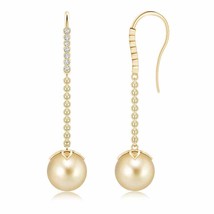 Authenticity Guarantee 
ANGARA Golden South Sea Cultured Pearl Long Dangle Ea... - £952.86 GBP