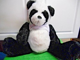 Plush Panda Black White with White Tshirt 16&quot; Stuffed Animal Toy  - £10.12 GBP
