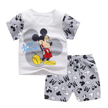 Mickey Mouse Printed Children&#39;s Clothes T-shirt Shorts 2pc/set - $16.36
