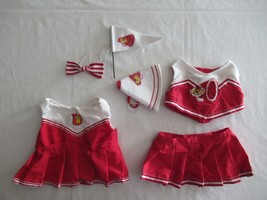 Build A Bear Cheer Outfit Bow Megaphone Skirt Top Dress Banner Red White Lot - £8.97 GBP