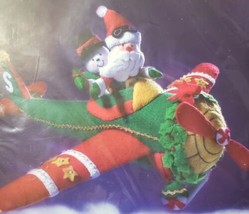 NEW Bucilla Santa&#39;s FROSTY FLIGHT Airplane Felt Christmas Centerpiece Kit 85457 - £43.45 GBP