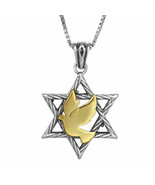 Pendant  Magen David w/ Dove of Peace Gold 9K Sterling Silver - $173.25