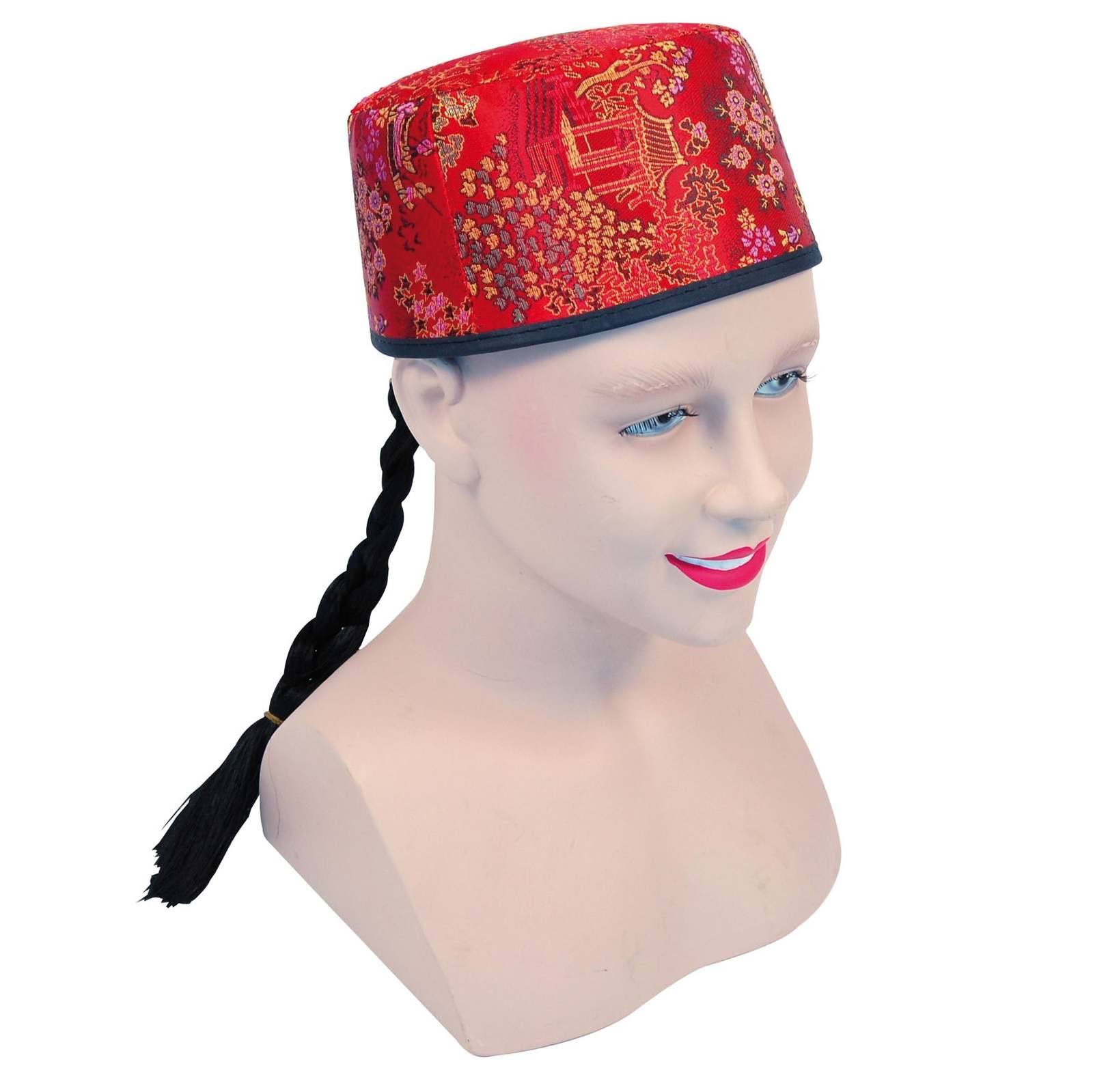 Primary image for Chinese Mandarin Hat Red Fabric+plait Hats Unisex One Size