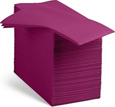 Linen-Feel Purple Paper Napkins - Decorative Cloth-Like Disposable, Pack... - £32.85 GBP