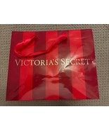 Victorias Secret Red Stripes Paper Shopping Bag Holiday 2024 Ribbon Hand... - $6.75 CAD