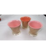 Vintage Metlox Raffia Ware Burlap Weave 3 Sherbert Pudding Cups - $29.69