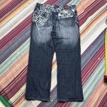 Vintage Y2K AKAdemiks Men&#39;s Jeans Embroidered Painted Wide Leg Hip Hop S... - $30.68